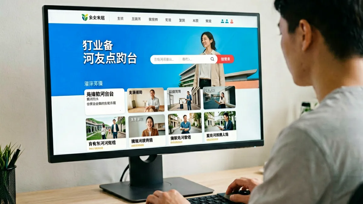 用户在电脑前浏览好色导航页面，屏幕显示分类清晰的导航界面